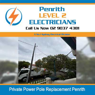 Boom lift hoisting power pole replacement for residential area in Penrith