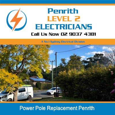 Newly power pole replacement in residential area in Penrith