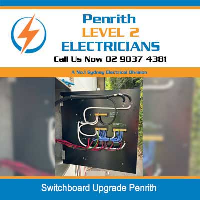 Open electrical switchboard upgrade showing internal wiring, neutral bar and connections in Penrith